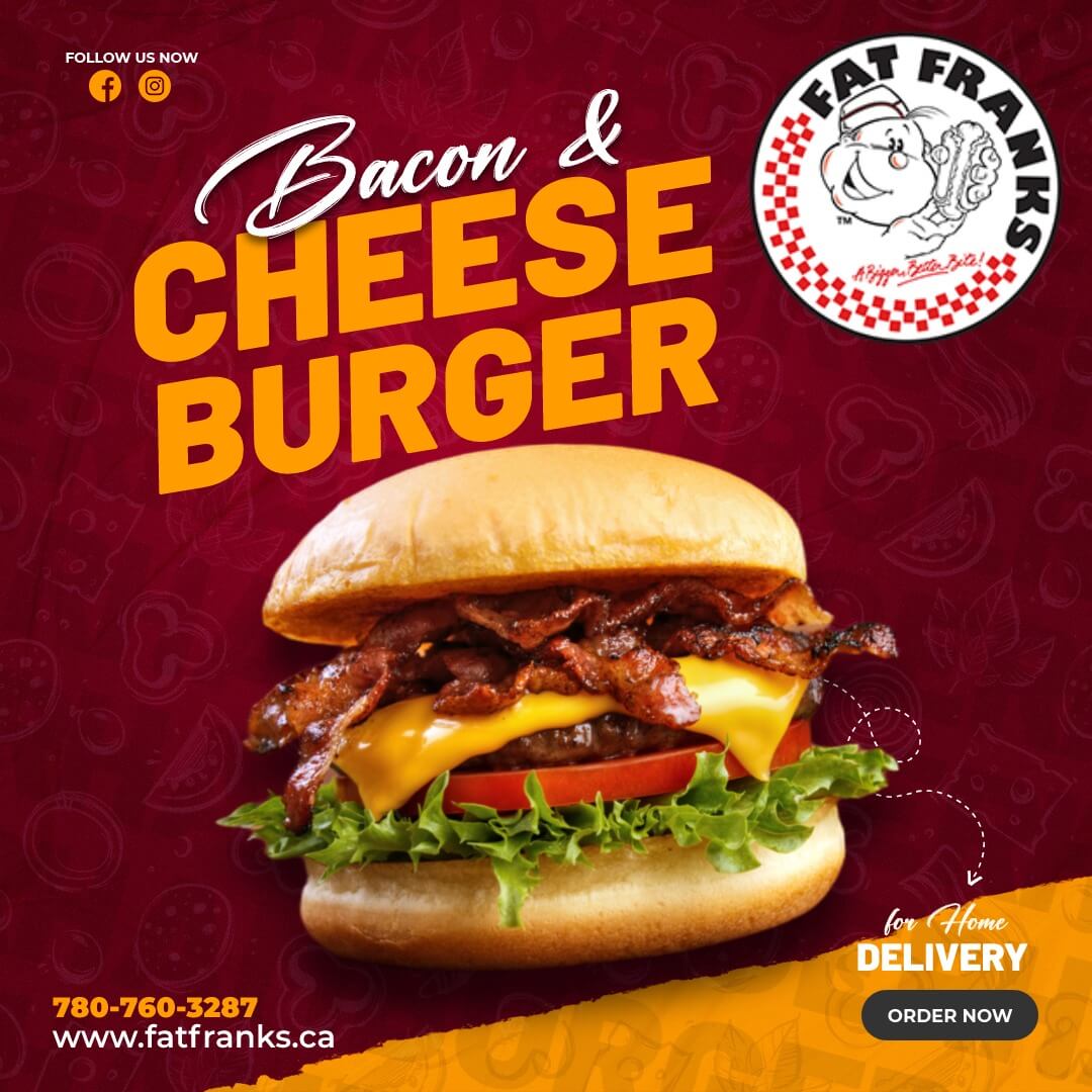 Try Bacon & Cheese Burger At Fat Franks